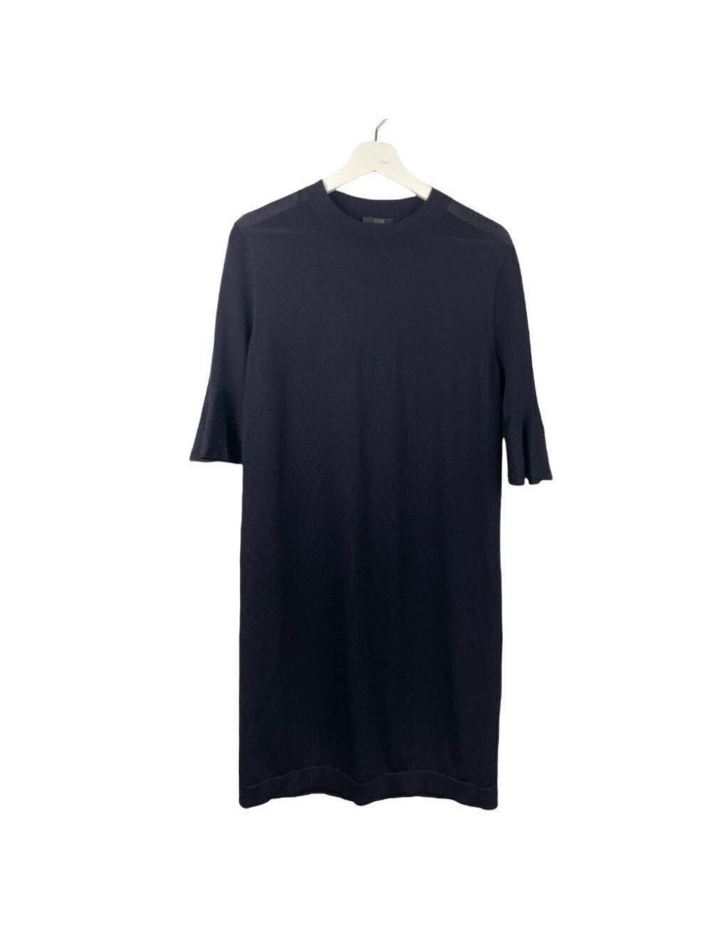 ** 𝅺COS Navy Viscose Fine Gauge Knit Dress with Bell Sleeves Size S